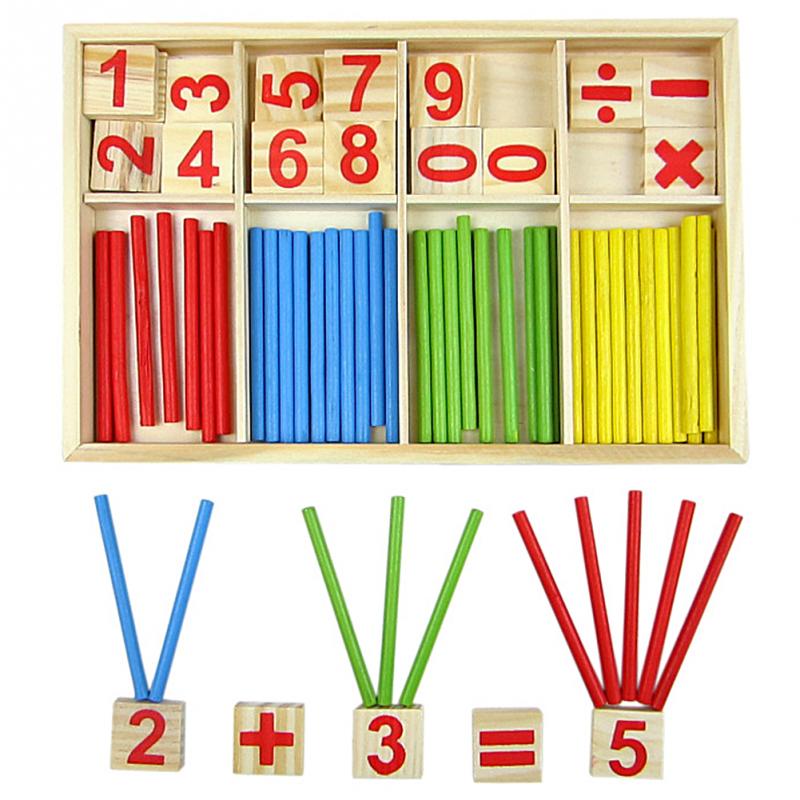 Wooden Math Counting Blocks Sticks Educational Learning Abacus Kids Toy Gift 